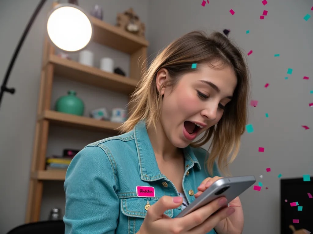 Creator reacting to new collaboration offers on a phone