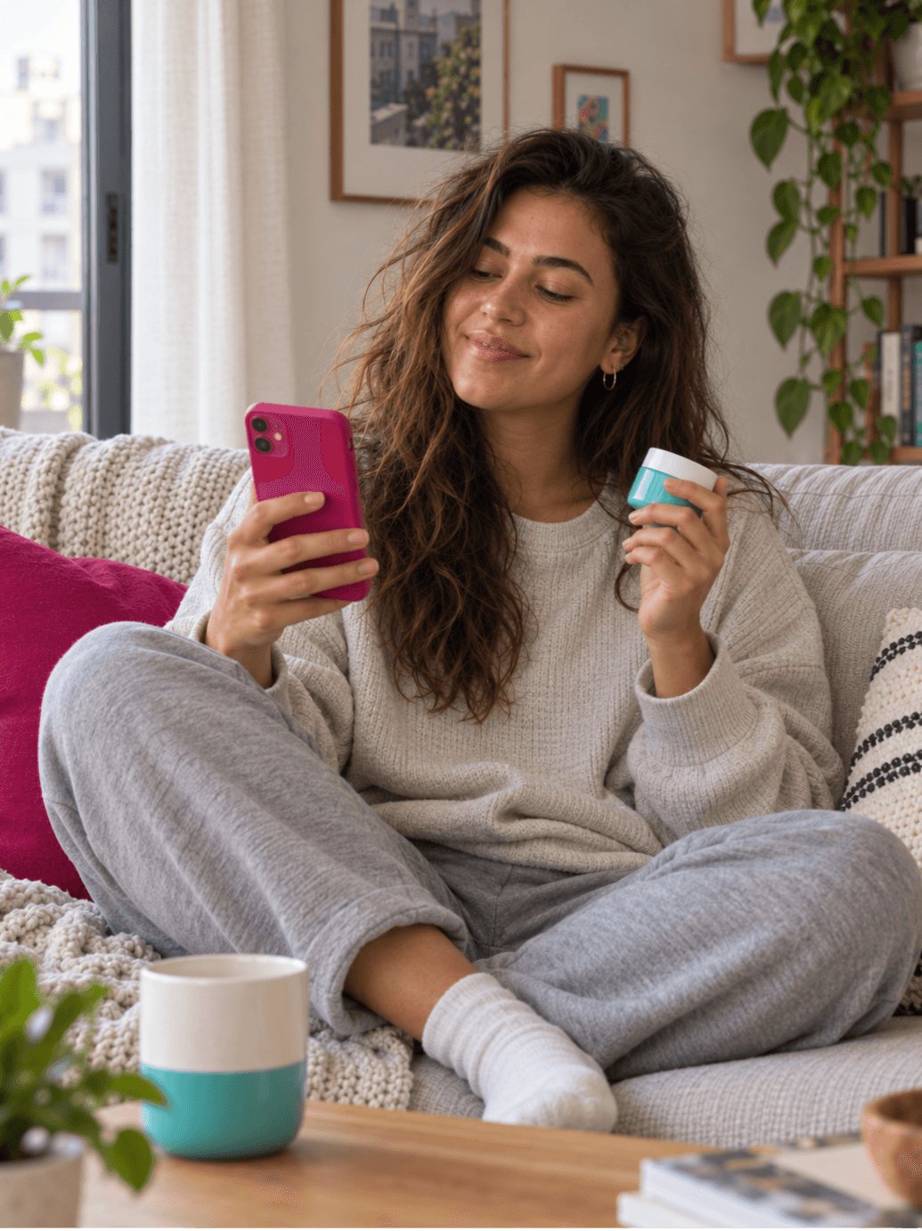 Person trying a brand product at home