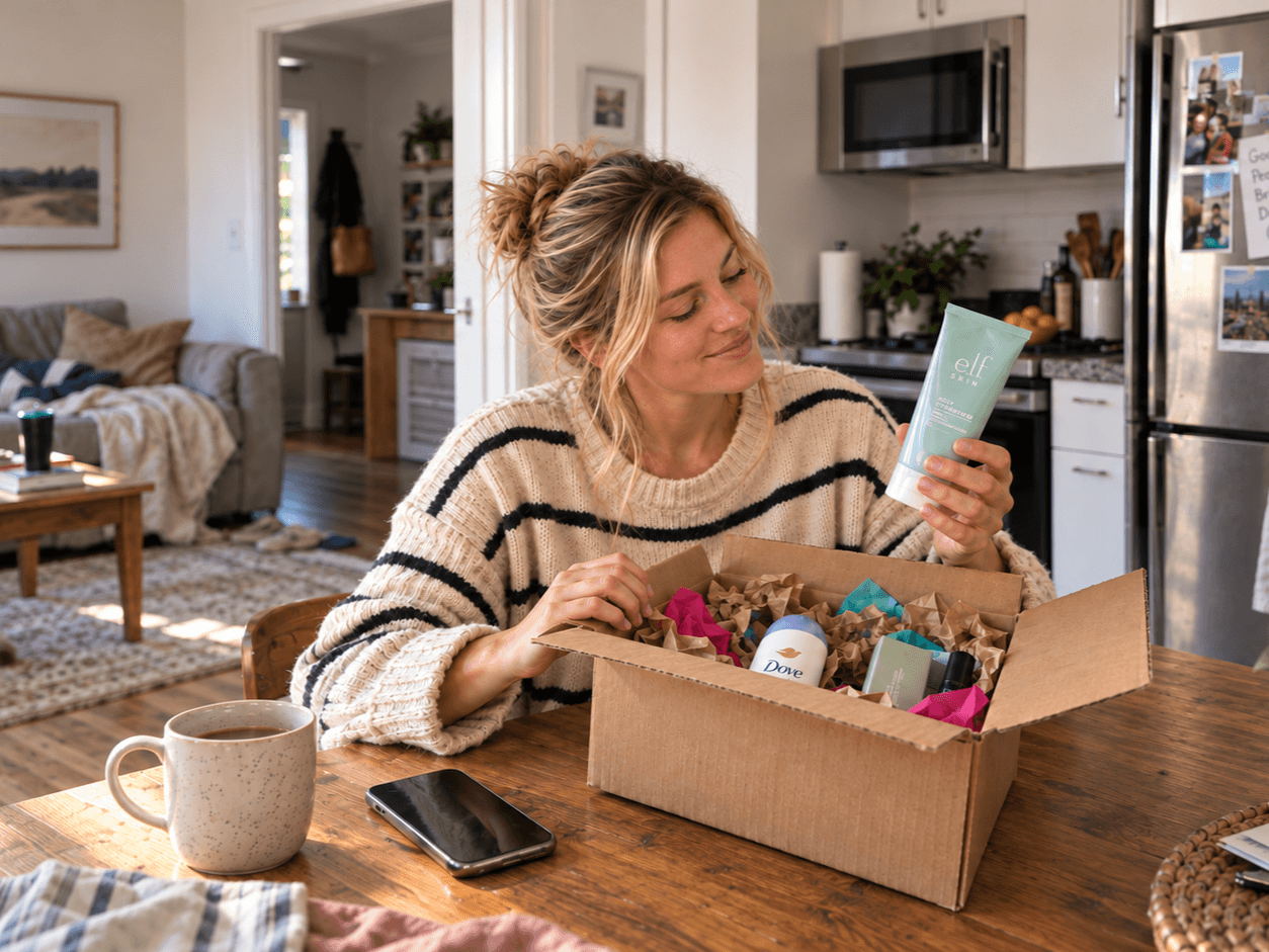 People unboxing products at home